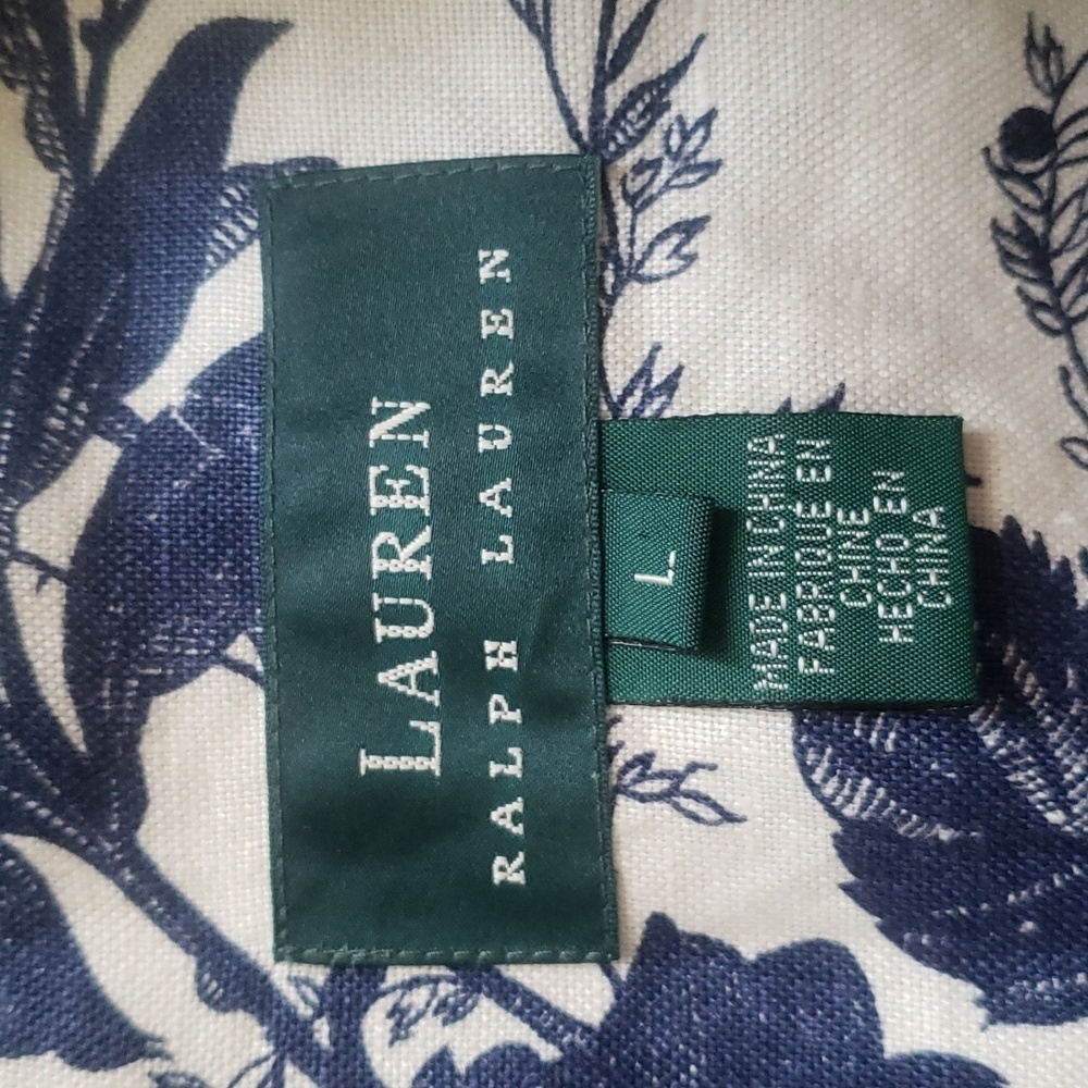 Lauren Ralph Lauren floral button up lightweight jacket size large 100% Linen - Picture 8 of 9